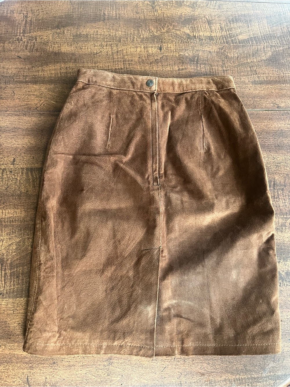 Vintage Global Identity Brown Suede Leather A-Line Skirt Slit 5/6 Western Boho